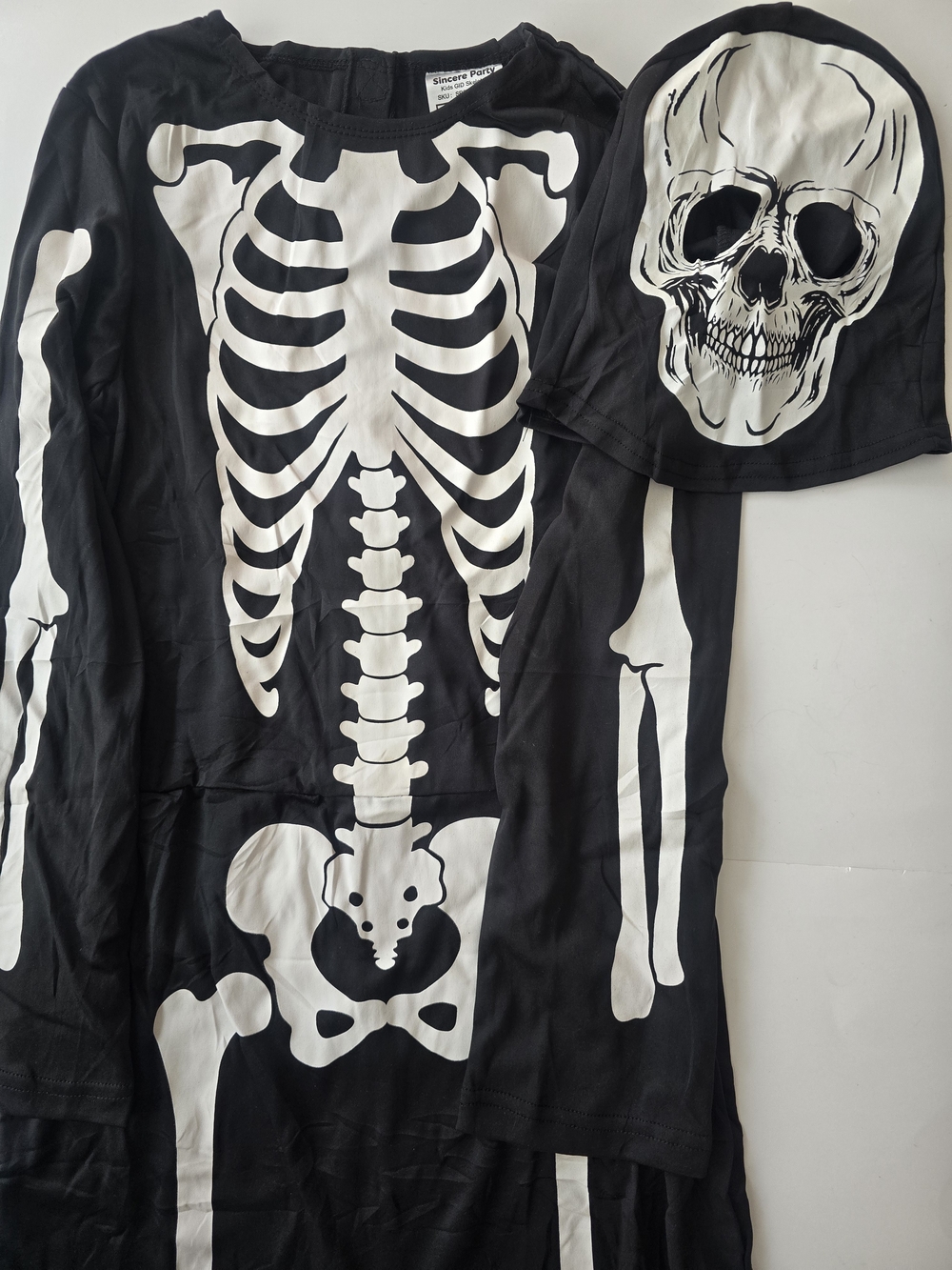 Kids Black Skeleton Costume with Skull Hood